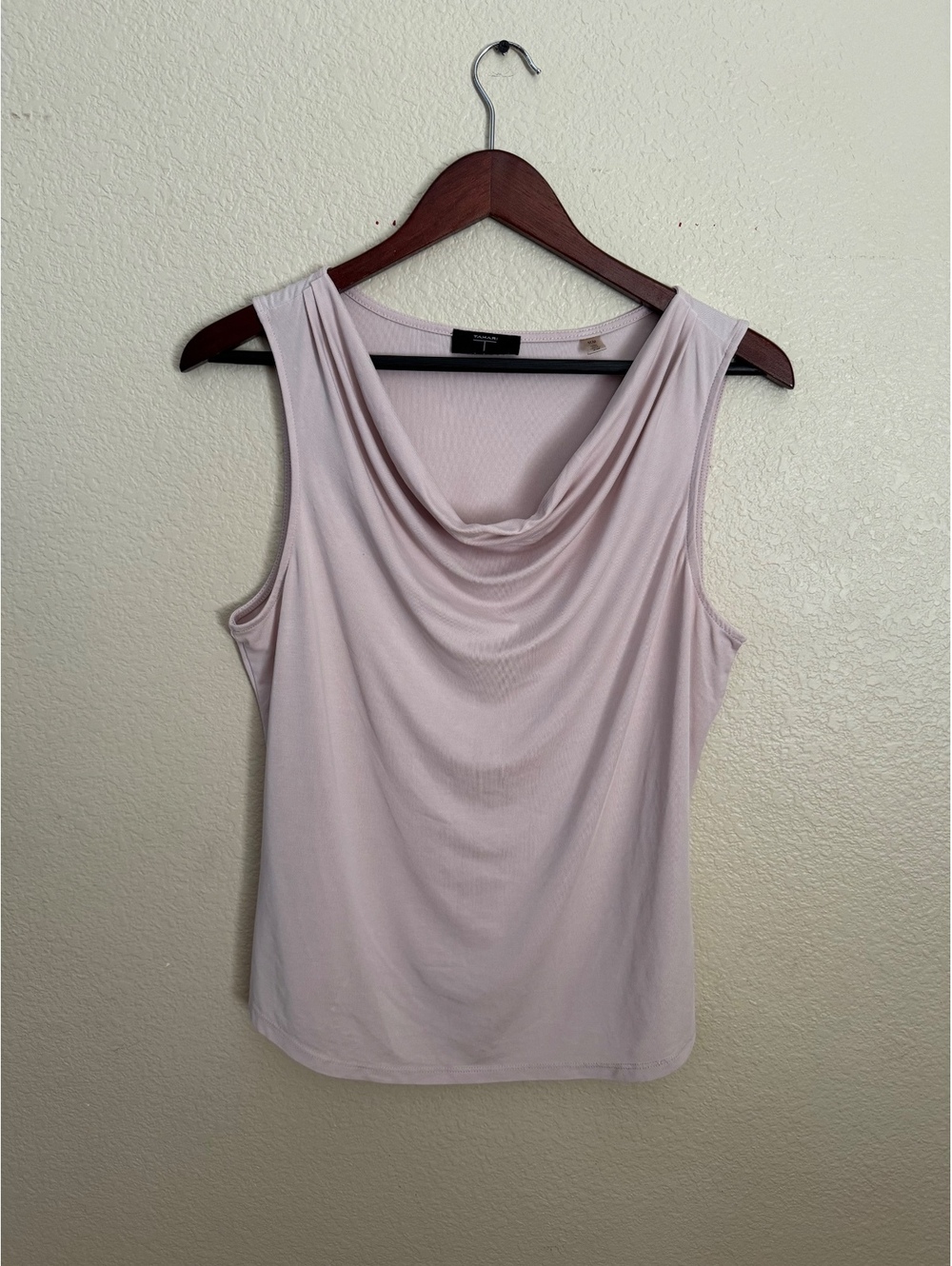 Tahari Blush Drape Neck Sleeveless Top Women’s Elegant Tank